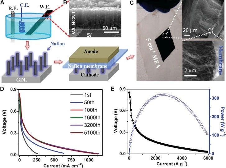 An example of doped carbon nanomaterial catalyst used in fuel cell.